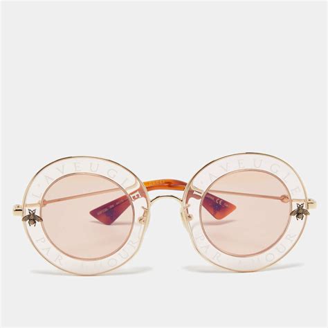 l aveugle par amour gucci pink|GUCCI Metal L'Aveugle Par Amour Round Frame Sunglasses.